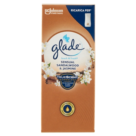 Glade Touch&Fresh Ricarica, Profumatore per Ambienti, Fragranza Sensual Sandalwood & Jasmine 10ml